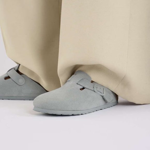 Birkenstock Boston Light Gray Suede Clog Sandals size EU 38 - Picture 6 of 8